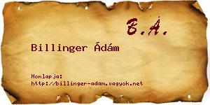 Billinger Ádám névjegykártya